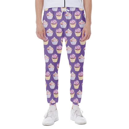 Purple Cupcake Pattern Print Scuba Joggers