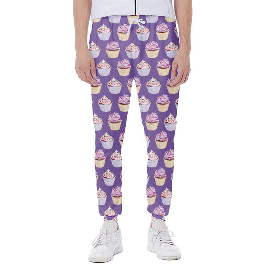 Purple Cupcake Pattern Print Scuba Joggers