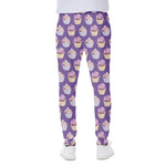 Purple Cupcake Pattern Print Scuba Joggers