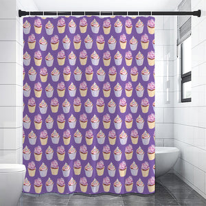 Purple Cupcake Pattern Print Shower Curtain