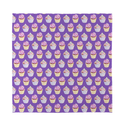 Purple Cupcake Pattern Print Silk Bandana