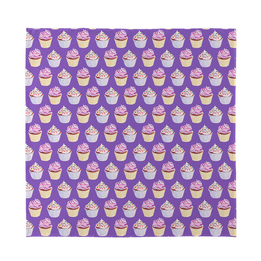 Purple Cupcake Pattern Print Silk Bandana