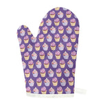 Purple Cupcake Pattern Print Single Oven Mitt