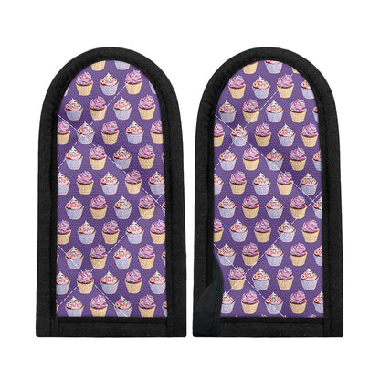 Purple Cupcake Pattern Print Skillet Handle Cover