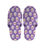 Purple Cupcake Pattern Print Slippers