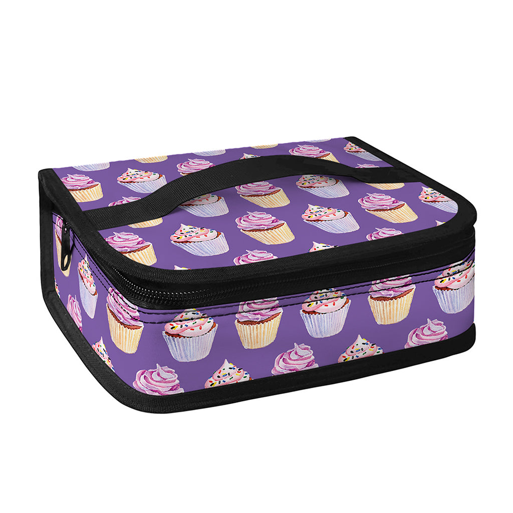 Purple Cupcake Pattern Print Small Lunch Bag