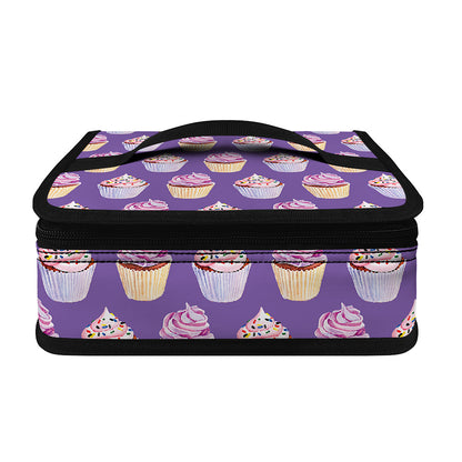 Purple Cupcake Pattern Print Small Lunch Bag