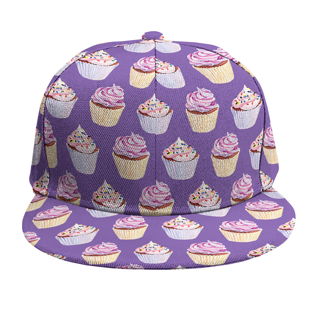 Purple Cupcake Pattern Print Snapback Cap