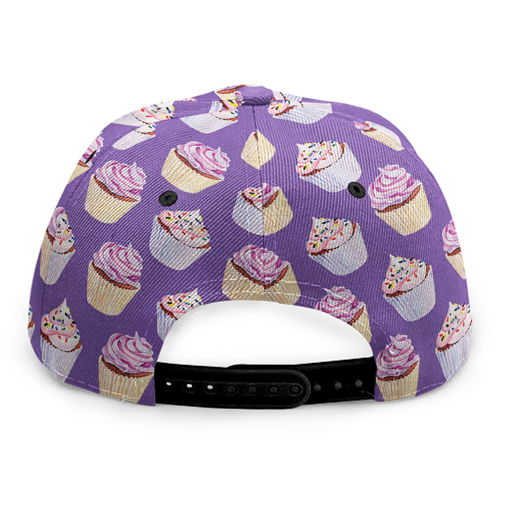 Purple Cupcake Pattern Print Snapback Cap