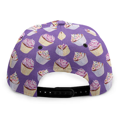 Purple Cupcake Pattern Print Snapback Cap