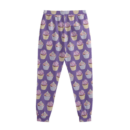 Purple Cupcake Pattern Print Sweatpants