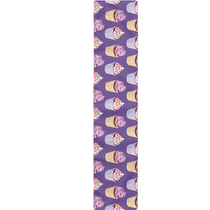 Purple Cupcake Pattern Print Table Runner