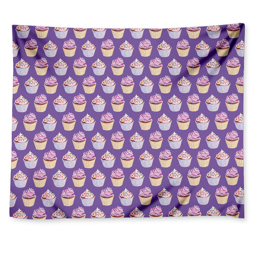 Purple Cupcake Pattern Print Tapestry