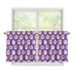 Purple Cupcake Pattern Print Tier Curtains