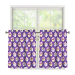 Purple Cupcake Pattern Print Tier Curtains