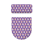 Purple Cupcake Pattern Print Toilet Lid And Tank Cover Set