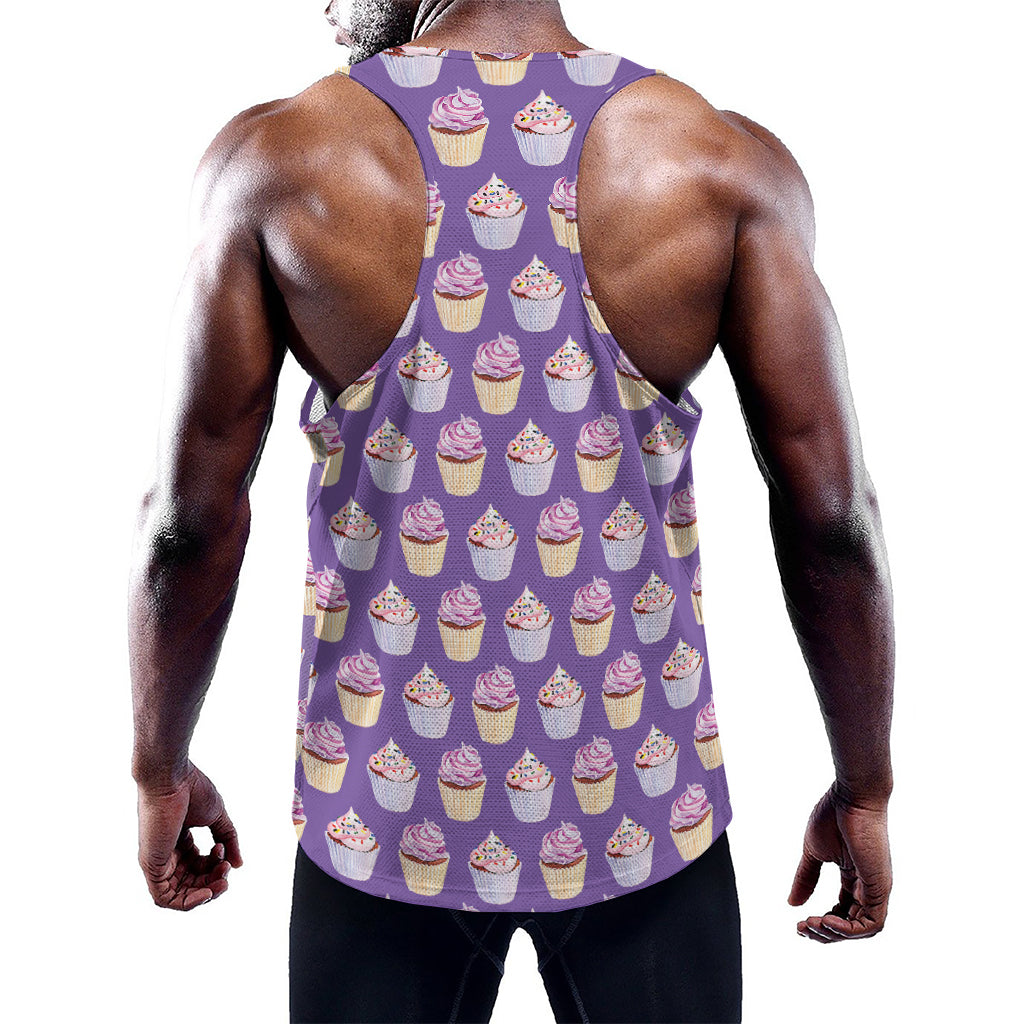 Purple Cupcake Pattern Print Training Tank Top