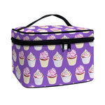 Purple Cupcake Pattern Print Travel Makeup Bag