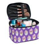 Purple Cupcake Pattern Print Travel Makeup Bag