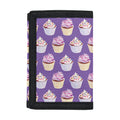 Purple Cupcake Pattern Print Trifold Wallet