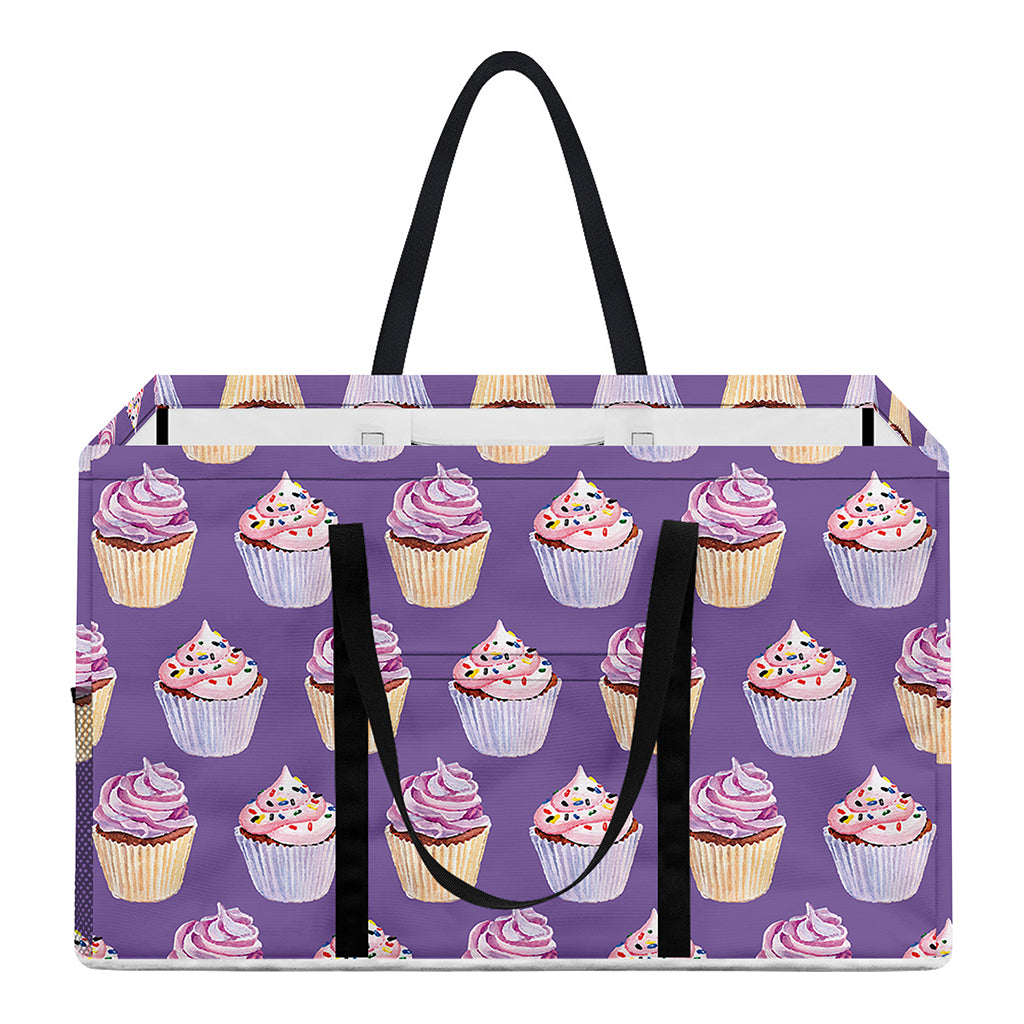Purple Cupcake Pattern Print Utility Tote Bag
