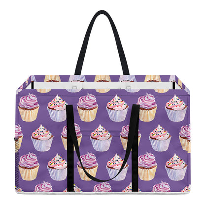 Purple Cupcake Pattern Print Utility Tote Bag