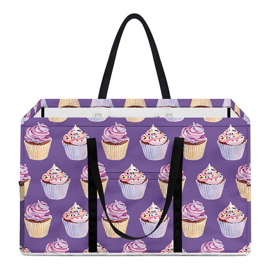 Purple Cupcake Pattern Print Utility Tote Bag