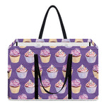Purple Cupcake Pattern Print Utility Tote Bag