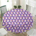 Purple Cupcake Pattern Print Waterproof Round Tablecloth