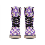 Purple Cupcake Pattern Print Winter Boots
