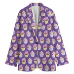Purple Cupcake Pattern Print Women's Blazer