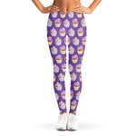 Purple Cupcake Pattern Print Women's Leggings