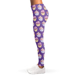 Purple Cupcake Pattern Print Women's Leggings