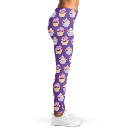 Purple Cupcake Pattern Print Women's Leggings