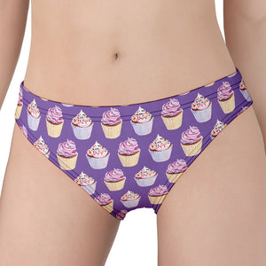 Purple Cupcake Pattern Print Women's Panties