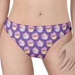 Purple Cupcake Pattern Print Women's Thong