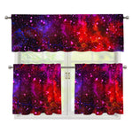 Purple Dark Galaxy Space Print 3 Piece Kitchen Curtains