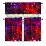 Purple Dark Galaxy Space Print 3 Piece Kitchen Curtains