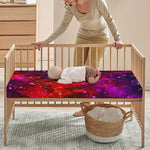 Purple Dark Galaxy Space Print Baby Crib Sheet