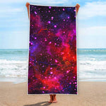 Purple Dark Galaxy Space Print Beach Towel