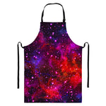 Purple Dark Galaxy Space Print Bib Apron With Pocket