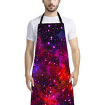Purple Dark Galaxy Space Print Bib Apron With Pocket