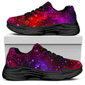 Purple Dark Galaxy Space Print Black Chunky Shoes