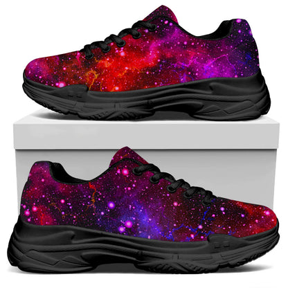 Purple Dark Galaxy Space Print Black Chunky Shoes