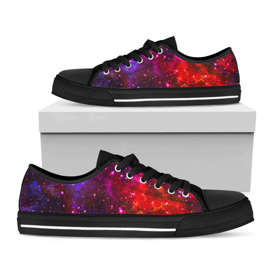 Purple Dark Galaxy Space Print Black Low Top Sneakers