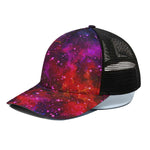 Purple Dark Galaxy Space Print Black Mesh Trucker Cap