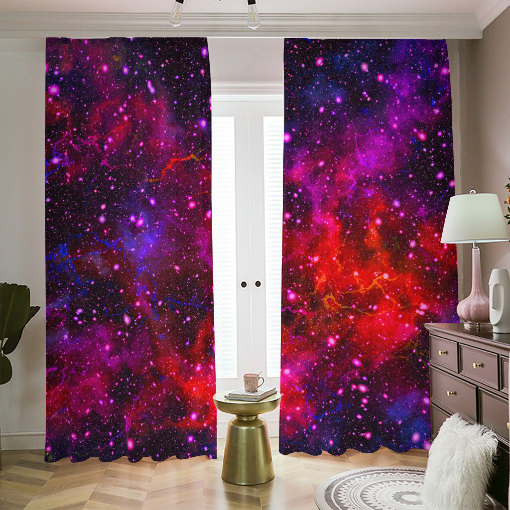 Purple Dark Galaxy Space Print Blackout Pencil Pleat Curtains