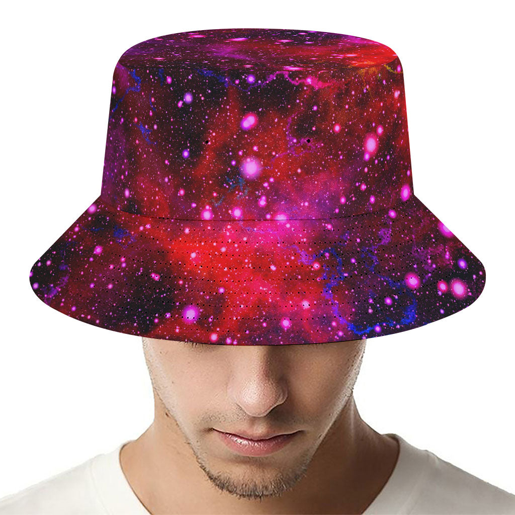 Purple Dark Galaxy Space Print Bucket Hat