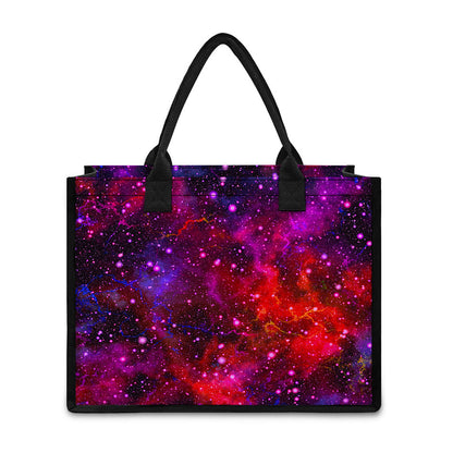 Purple Dark Galaxy Space Print Canvas Tote Bag