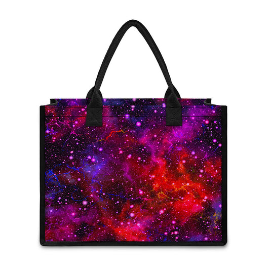 Purple Dark Galaxy Space Print Canvas Tote Bag